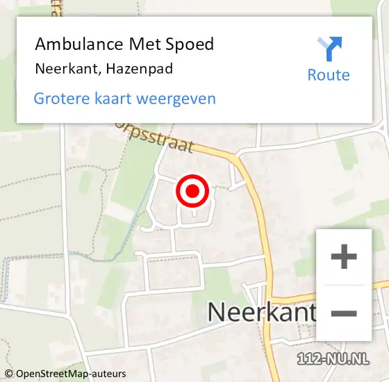 Locatie op kaart van de 112 melding: Ambulance Met Spoed Naar Neerkant, Hazenpad op 6 januari 2017 21:54