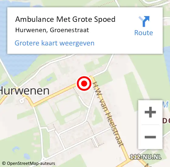 Locatie op kaart van de 112 melding: Ambulance Met Grote Spoed Naar Hurwenen, Groenestraat op 6 januari 2017 21:56