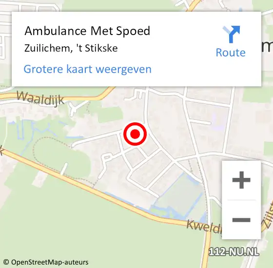 Locatie op kaart van de 112 melding: Ambulance Met Spoed Naar Zuilichem, 't Stikske op 6 januari 2017 22:19