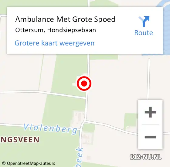 Locatie op kaart van de 112 melding: Ambulance Met Grote Spoed Naar Ottersum, Hondsiepsebaan op 6 januari 2017 22:38