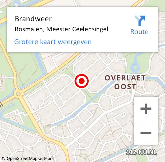 Locatie op kaart van de 112 melding: Brandweer Rosmalen, Meester Ceelensingel op 6 januari 2017 22:59