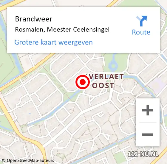 Locatie op kaart van de 112 melding: Brandweer Rosmalen, Meester Ceelensingel op 6 januari 2017 23:08