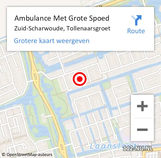 Locatie op kaart van de 112 melding: Ambulance Met Grote Spoed Naar Zuid-Scharwoude, Tollenaarsgroet op 6 januari 2017 23:20