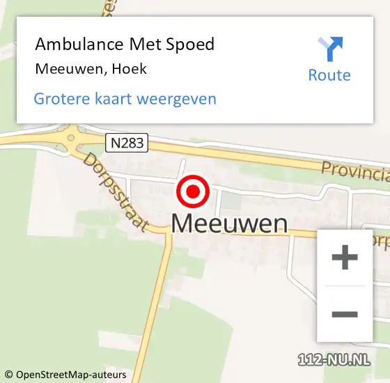 Locatie op kaart van de 112 melding: Ambulance Met Spoed Naar Meeuwen, Hoek op 6 januari 2017 23:52