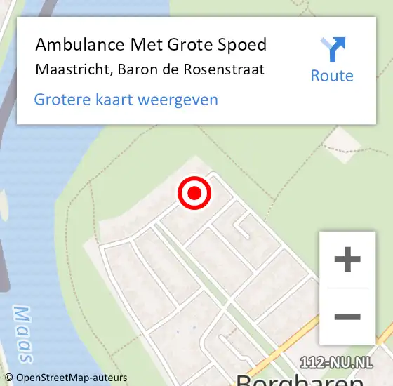 Locatie op kaart van de 112 melding: Ambulance Met Grote Spoed Naar Maastricht, Baron de Rosenstraat op 7 januari 2014 06:49