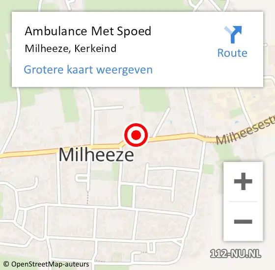 Locatie op kaart van de 112 melding: Ambulance Met Spoed Naar Milheeze, Kerkeind op 7 januari 2017 00:40