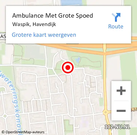 Locatie op kaart van de 112 melding: Ambulance Met Grote Spoed Naar Waspik, Havendijk op 7 januari 2017 01:11