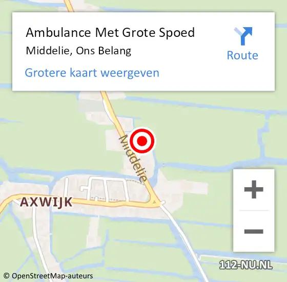 Locatie op kaart van de 112 melding: Ambulance Met Grote Spoed Naar Middelie, Ons Belang op 7 januari 2017 01:46