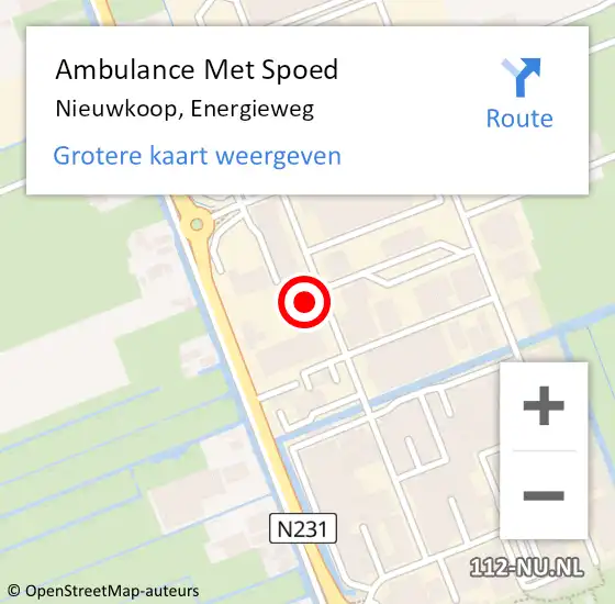 Locatie op kaart van de 112 melding: Ambulance Met Spoed Naar Nieuwkoop, Energieweg op 7 januari 2014 07:07