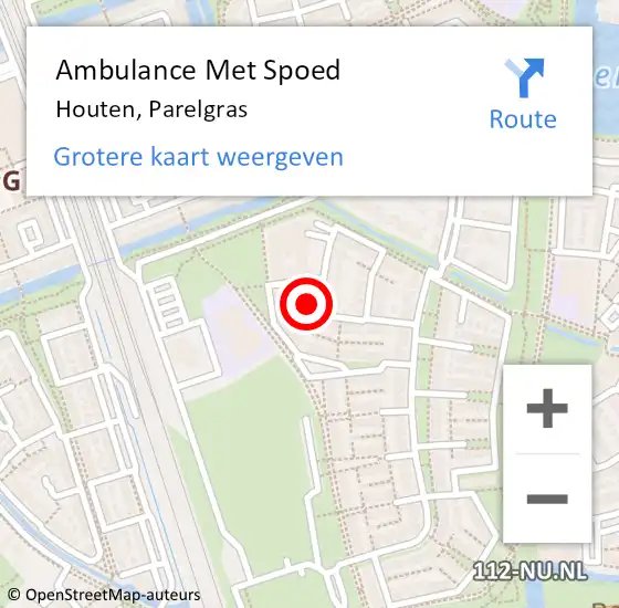 Locatie op kaart van de 112 melding: Ambulance Met Spoed Naar Houten, Parelgras op 7 januari 2017 03:16