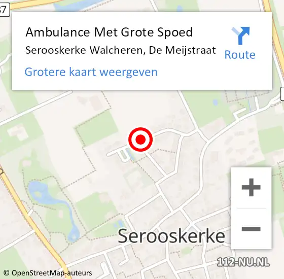Locatie op kaart van de 112 melding: Ambulance Met Grote Spoed Naar Serooskerke Walcheren, De Meijstraat op 7 januari 2014 07:12