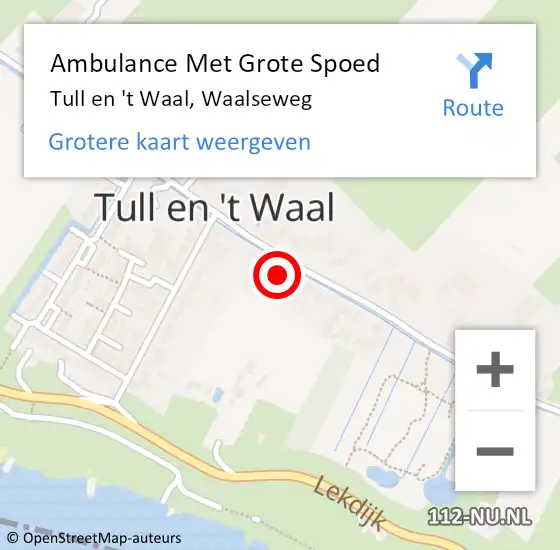 Locatie op kaart van de 112 melding: Ambulance Met Grote Spoed Naar Tull en 't Waal, Waalseweg op 7 januari 2017 04:18