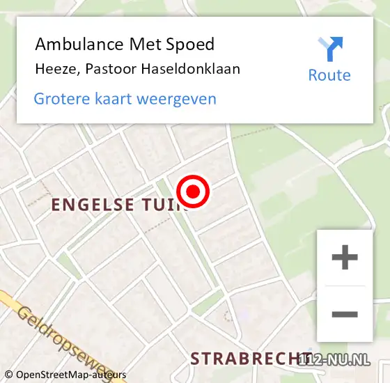 Locatie op kaart van de 112 melding: Ambulance Met Spoed Naar Heeze, Pastoor Haseldonklaan op 7 januari 2017 04:33