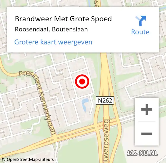 Locatie op kaart van de 112 melding: Brandweer Met Grote Spoed Naar Roosendaal, Boutenslaan op 7 januari 2017 05:10