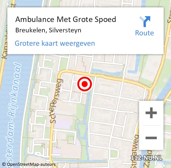 Locatie op kaart van de 112 melding: Ambulance Met Grote Spoed Naar Breukelen, Silversteyn op 7 januari 2017 06:54