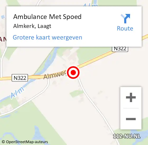 Locatie op kaart van de 112 melding: Ambulance Met Spoed Naar Almkerk, Laagt op 7 januari 2017 07:12