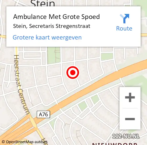 Locatie op kaart van de 112 melding: Ambulance Met Grote Spoed Naar Stein, Secretaris Stregenstraat op 7 januari 2014 07:39