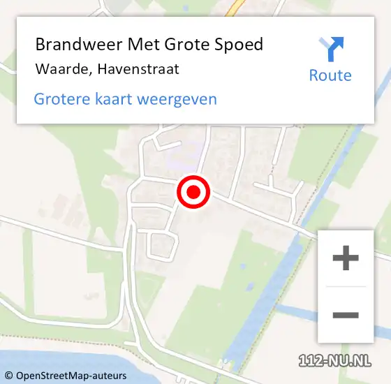 Locatie op kaart van de 112 melding: Brandweer Met Grote Spoed Naar Waarde, Havenstraat op 7 januari 2017 08:36