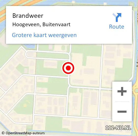 Locatie op kaart van de 112 melding: Brandweer Hoogeveen, Buitenvaart op 7 januari 2017 08:49