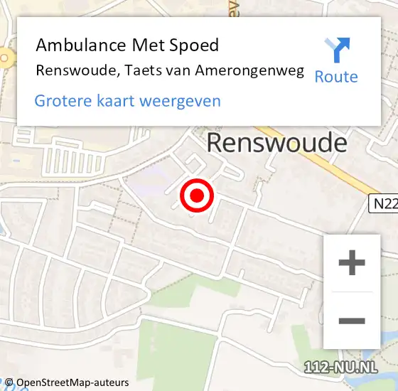 Locatie op kaart van de 112 melding: Ambulance Met Spoed Naar Renswoude, Taets van Amerongenweg op 7 januari 2017 09:27