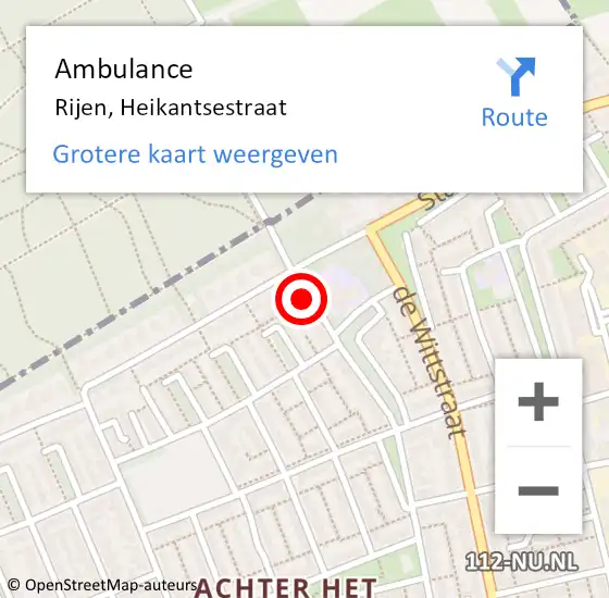 Locatie op kaart van de 112 melding: Ambulance Rijen, Heikantsestraat op 7 januari 2017 09:43