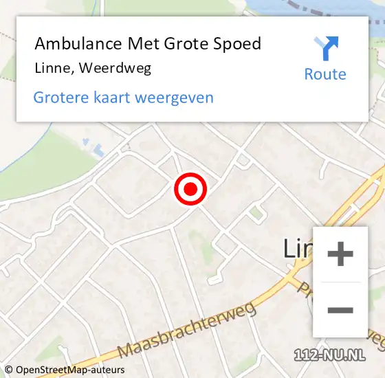 Locatie op kaart van de 112 melding: Ambulance Met Grote Spoed Naar Linne, Weerdweg op 7 januari 2017 10:07