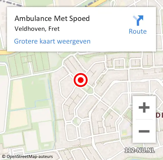 Locatie op kaart van de 112 melding: Ambulance Met Spoed Naar Veldhoven, Fret op 7 januari 2017 10:37