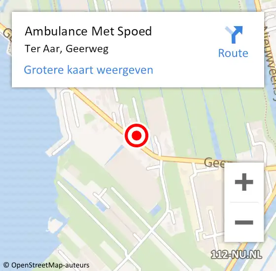 Locatie op kaart van de 112 melding: Ambulance Met Spoed Naar Ter Aar, Geerweg op 7 januari 2017 10:44