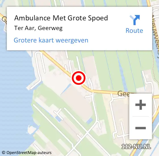 Locatie op kaart van de 112 melding: Ambulance Met Grote Spoed Naar Ter Aar, Geerweg op 7 januari 2017 10:45