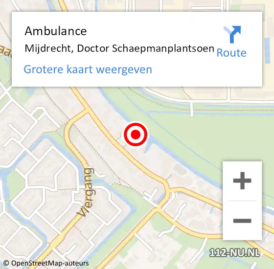 Locatie op kaart van de 112 melding: Ambulance Mijdrecht, Doctor Schaepmanplantsoen op 7 januari 2017 10:48