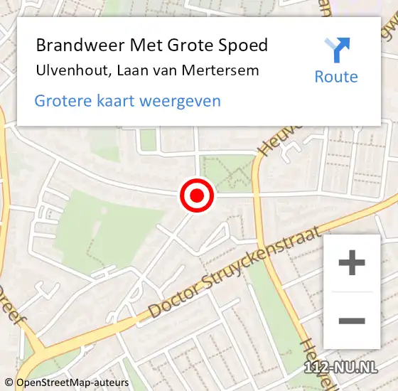 Locatie op kaart van de 112 melding: Brandweer Met Grote Spoed Naar Ulvenhout, Laan van Mertersem op 7 januari 2017 11:08