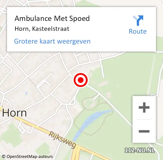 Locatie op kaart van de 112 melding: Ambulance Met Spoed Naar Horn, Kasteelstraat op 7 januari 2017 11:42