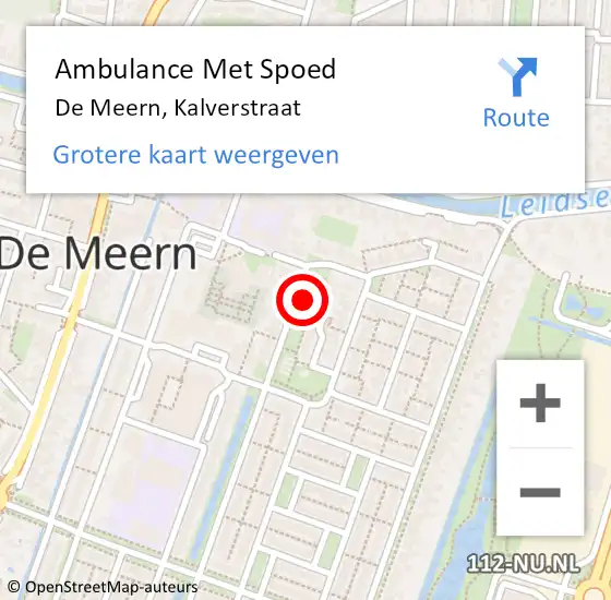 Locatie op kaart van de 112 melding: Ambulance Met Spoed Naar De Meern, Kalverstraat op 7 januari 2017 12:54