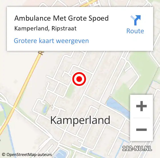 Locatie op kaart van de 112 melding: Ambulance Met Grote Spoed Naar Kamperland, Ripstraat op 7 januari 2017 13:02