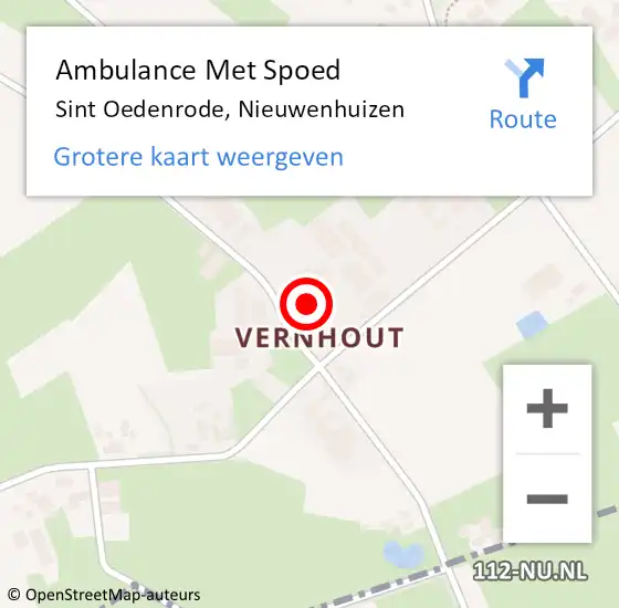 Locatie op kaart van de 112 melding: Ambulance Met Spoed Naar Sint Oedenrode, Nieuwenhuizen op 7 januari 2017 13:05