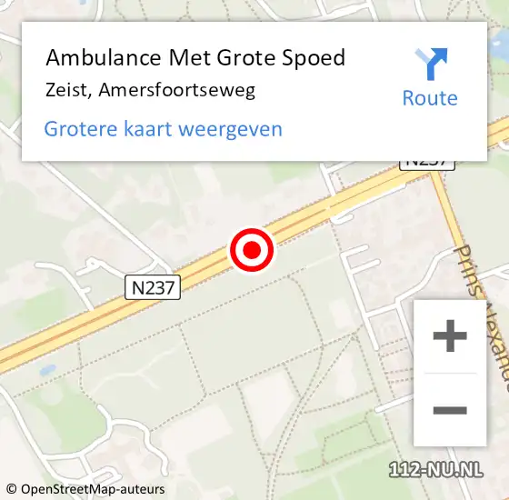 Locatie op kaart van de 112 melding: Ambulance Met Grote Spoed Naar Zeist, Amersfoortseweg op 7 januari 2017 13:32