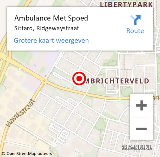 Locatie op kaart van de 112 melding: Ambulance Met Spoed Naar Sittard, Ridgewaystraat op 7 januari 2014 08:25