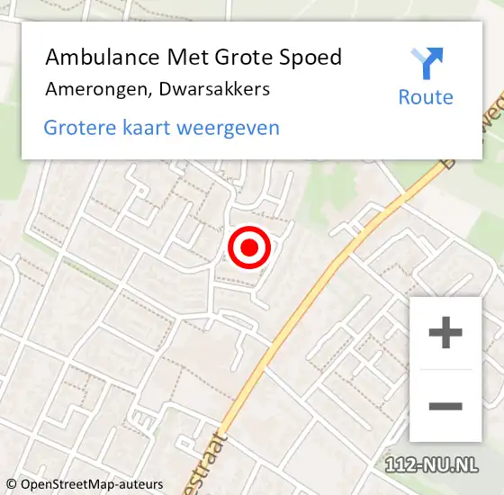 Locatie op kaart van de 112 melding: Ambulance Met Grote Spoed Naar Amerongen, Dwarsakkers op 7 januari 2017 13:51