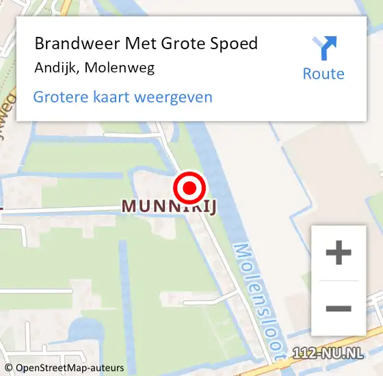 Locatie op kaart van de 112 melding: Brandweer Met Grote Spoed Naar Andijk, Molenweg op 7 januari 2017 15:03