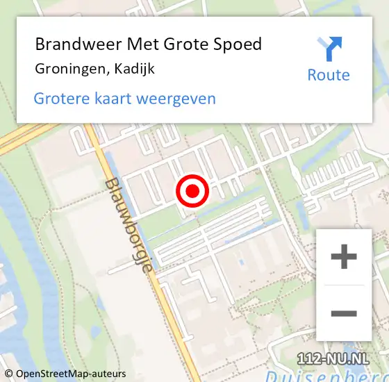Locatie op kaart van de 112 melding: Brandweer Met Grote Spoed Naar Groningen, Kadijk op 7 januari 2017 15:35