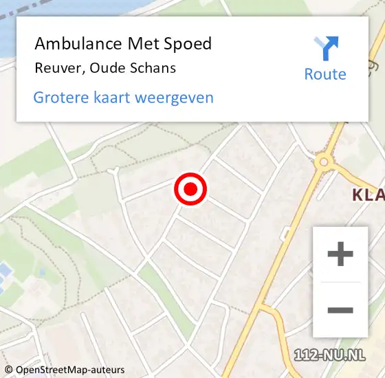 Locatie op kaart van de 112 melding: Ambulance Met Spoed Naar Reuver, Oude Schans op 7 januari 2014 08:39