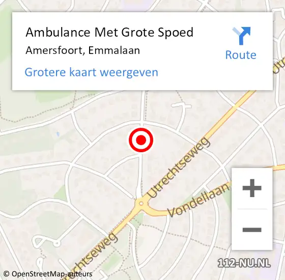 Locatie op kaart van de 112 melding: Ambulance Met Grote Spoed Naar Amersfoort, Emmalaan op 7 januari 2017 16:00