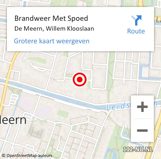 Locatie op kaart van de 112 melding: Brandweer Met Spoed Naar De Meern, Willem Klooslaan op 7 januari 2017 16:08