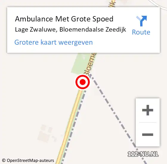 Locatie op kaart van de 112 melding: Ambulance Met Grote Spoed Naar Lage Zwaluwe, Bloemendaalse Zeedijk op 7 januari 2017 16:23