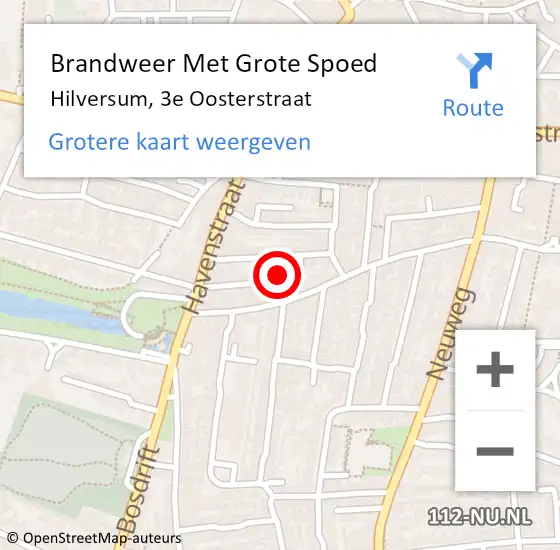 Locatie op kaart van de 112 melding: Brandweer Met Grote Spoed Naar Hilversum, 3e Oosterstraat op 7 januari 2017 17:20