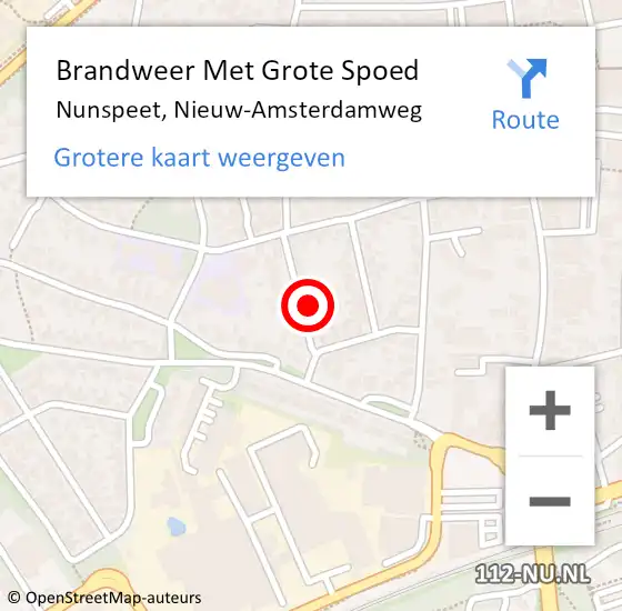 Locatie op kaart van de 112 melding: Brandweer Met Grote Spoed Naar Nunspeet, Nieuw-Amsterdamweg op 7 januari 2017 17:23