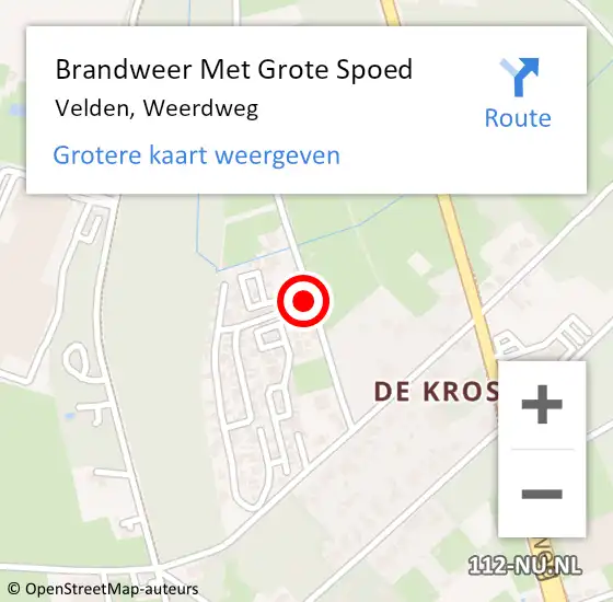 Locatie op kaart van de 112 melding: Brandweer Met Grote Spoed Naar Velden, Weerdweg op 7 januari 2017 18:31