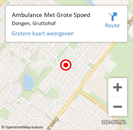 Locatie op kaart van de 112 melding: Ambulance Met Grote Spoed Naar Dongen, Gruttohof op 7 januari 2017 18:37