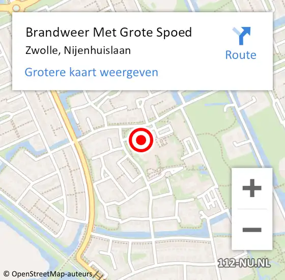 Locatie op kaart van de 112 melding: Brandweer Met Grote Spoed Naar Zwolle, Nijenhuislaan op 7 januari 2017 18:43