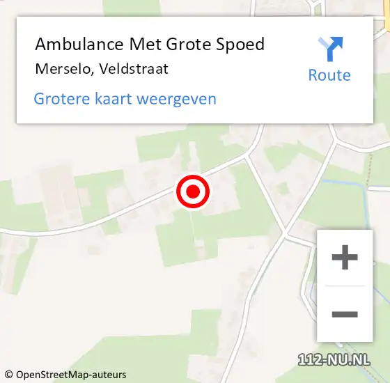 Locatie op kaart van de 112 melding: Ambulance Met Grote Spoed Naar Merselo, Veldstraat op 7 januari 2017 18:48